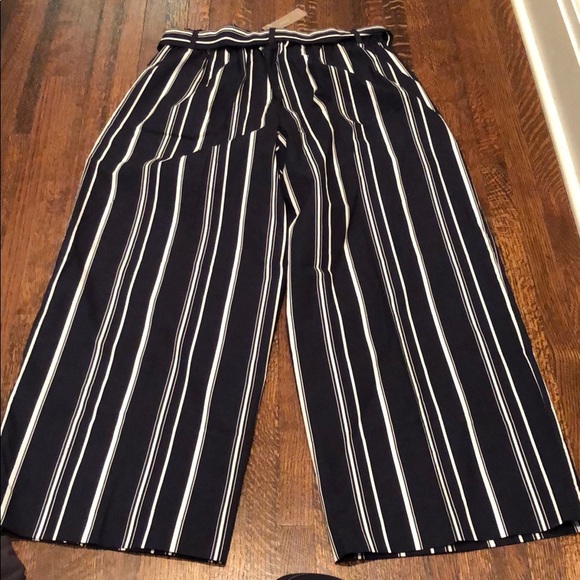 J. Crew Pants & Jumpsuits Jcrew Wide Leg Cropped Pants In Stripe